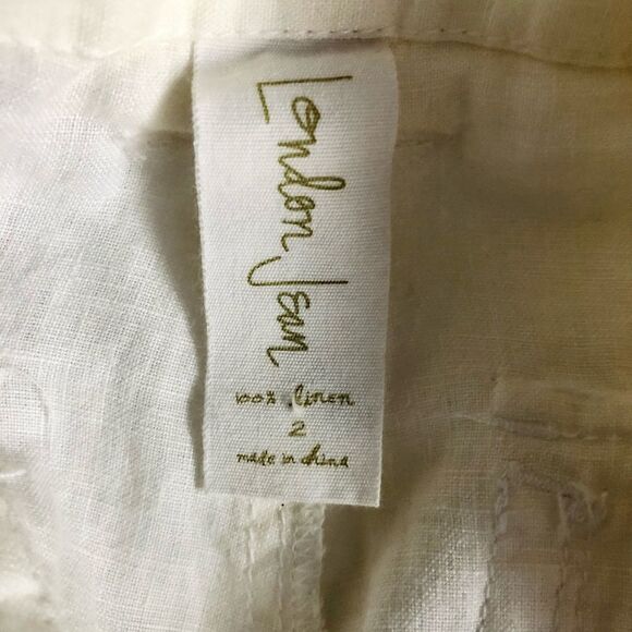 Londonjean 100% Linen Cream Pants, Classic, Straight Leg Sz 2 - Picture 7 of 7